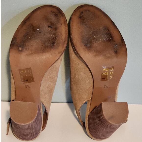 Madewell Cary Peep Toe Suede Heeled Boot Sandal Faded Birch Tan Size 8.5 - Picture 6 of 8